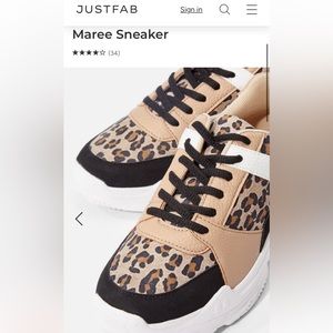 LIKE NEW! JustFab Maree Tan Leopard Print Chunky Dad Sneakers- size 6